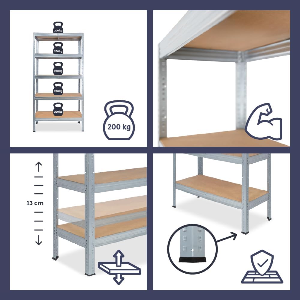 shelfplaza® 90x30x30cm Profi Schwerlastregal verzinkt/Metallregal mit 3 Böden à 200kg Tragkraft/Kell