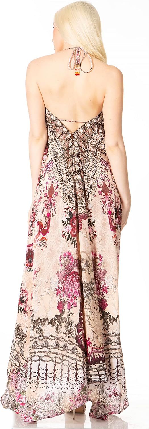 Sakkas Lizi 2 Damen Maxi High-Low Neckholder Taschentuchkleid Strandparty Urlaub Einheitsgrösse 495,