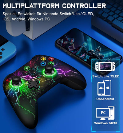 HASACOOL Switch Controller, Switch Pro Controller mit 2 Back Button Macro Programmierbar/Blinkende L
