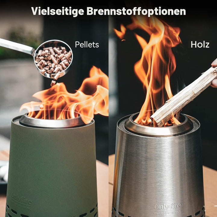 Onlyfire Edelstahl Raucharmer Mini Tischkamin, Tischfeuer mit Tragetasche, Rauchfreie Feuerschale, V