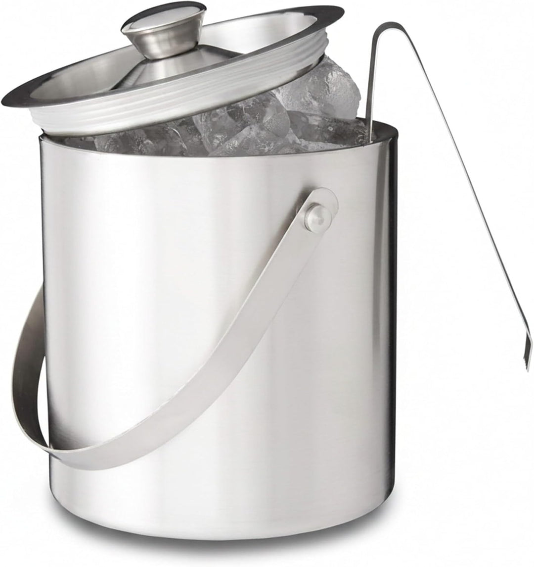 Relaxdays Eisbehälter rund mit Deckel, Eiszange, Eiswürfel-Kühler für Bar, Party, 1,5 Liter, HBT: 17