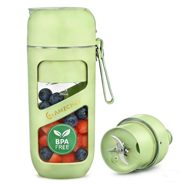 AMZCHEF Vakuum Smoothie Maker, Tragbarer Mixer für Milchshake, Saft, Smoothie - 380ml Vakuum Antioxi