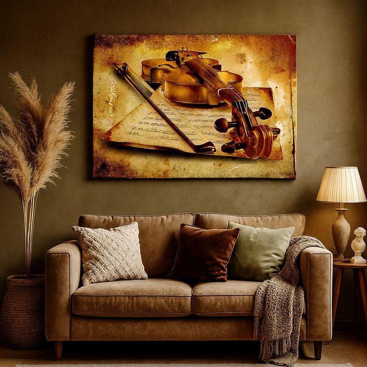 Bilder auf Leinwand Violine Instrument Notizen Leinwandbild 70x50cm Wandbilder Dekoration Wohnzimmer