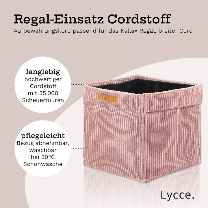 Lycce Kallax Boxen Cord 2er Set mit entfernbarem Cord-Bezug | p.rosa Powder Rosa 2er Set, Powder Ros