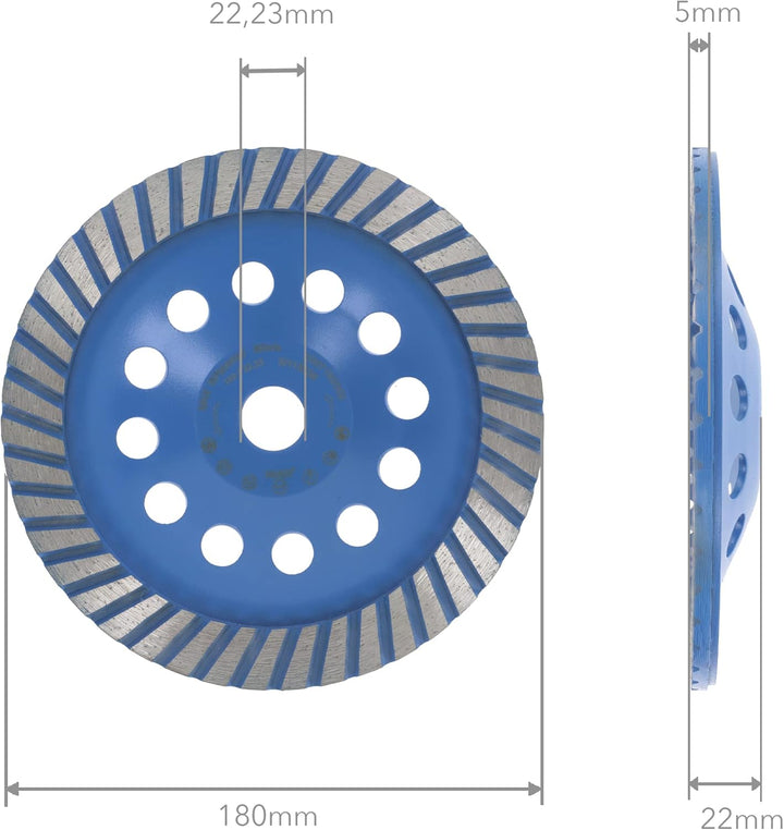 PRODIAMANT Fächer Diamantschleiftopf 180 mm x 22,2 mm Profiqualität für Beton, Naturstein, Mauerwerk