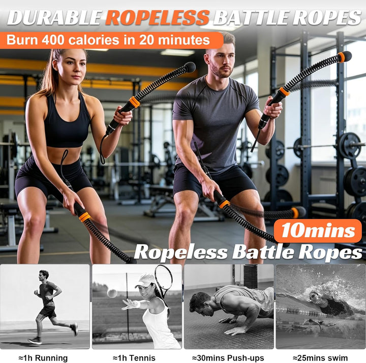 Kabellose Battle Rope mit Gewicht, Battle Rope Ohne Seil - Verstellbares, leises Fitnessseil für Zuh