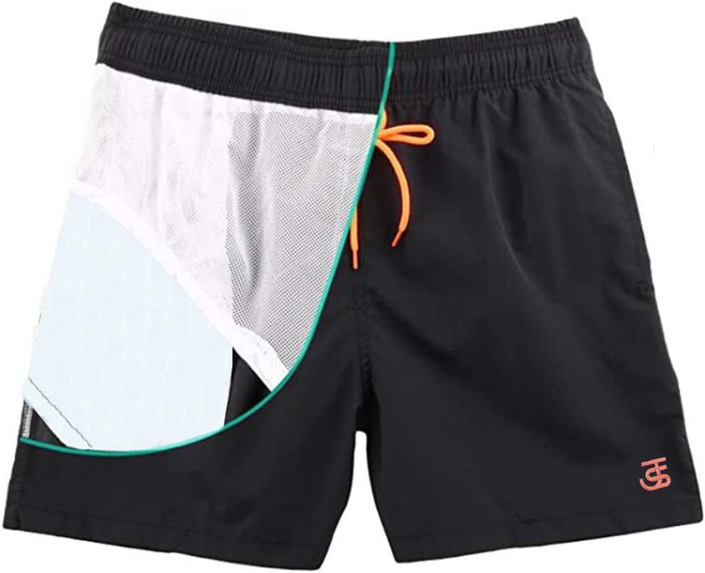 JustSun Badehose Herren Schnelltrocknend Boardshorts mit Mesh-Futter und Verstellbarem Tunnelzug L P