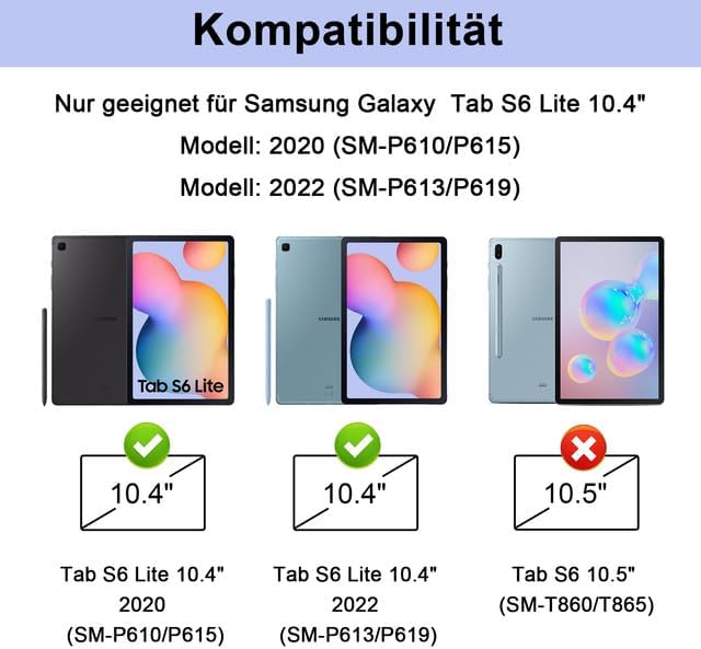 SOPPY Samsung Galaxy Tab S6 Lite Hülle mit Tastatur, Kabellose 7-Farbige Beleuchtung Tastatur Hülle