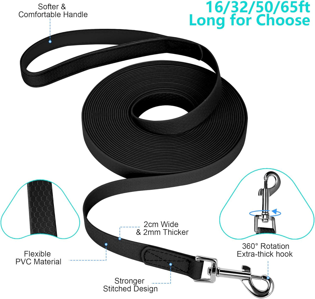 IOKHEIRA Trainingsleine für Hunde, wasserdichte Hundeleine mit Gepolstertem Griff 5m/10m/15m/20m, PV