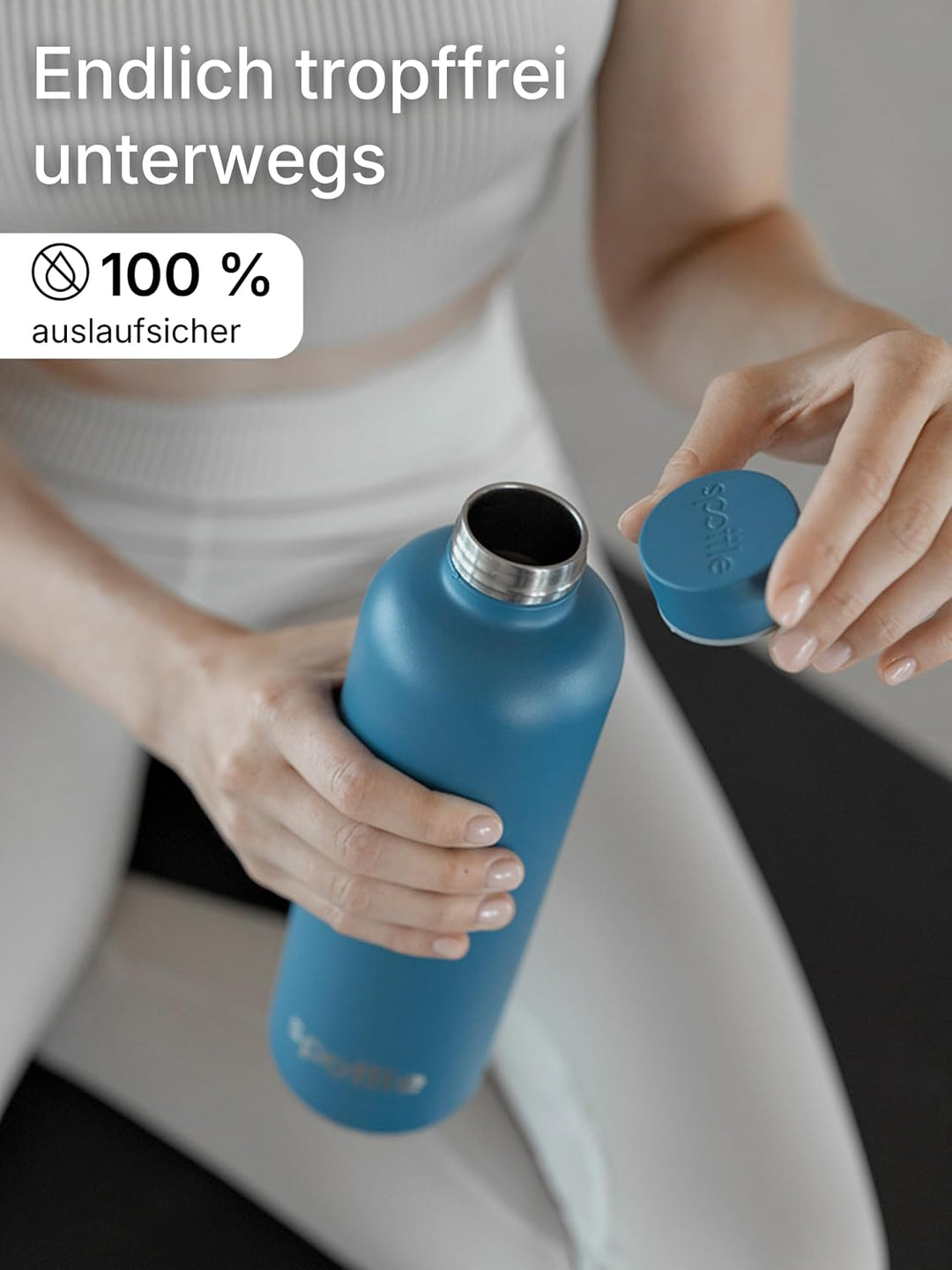 spottle Edelstahl Trinkflasche 1L – Thermosflasche aus Metall, doppelwandig, vakuumisoliert, Kohlens