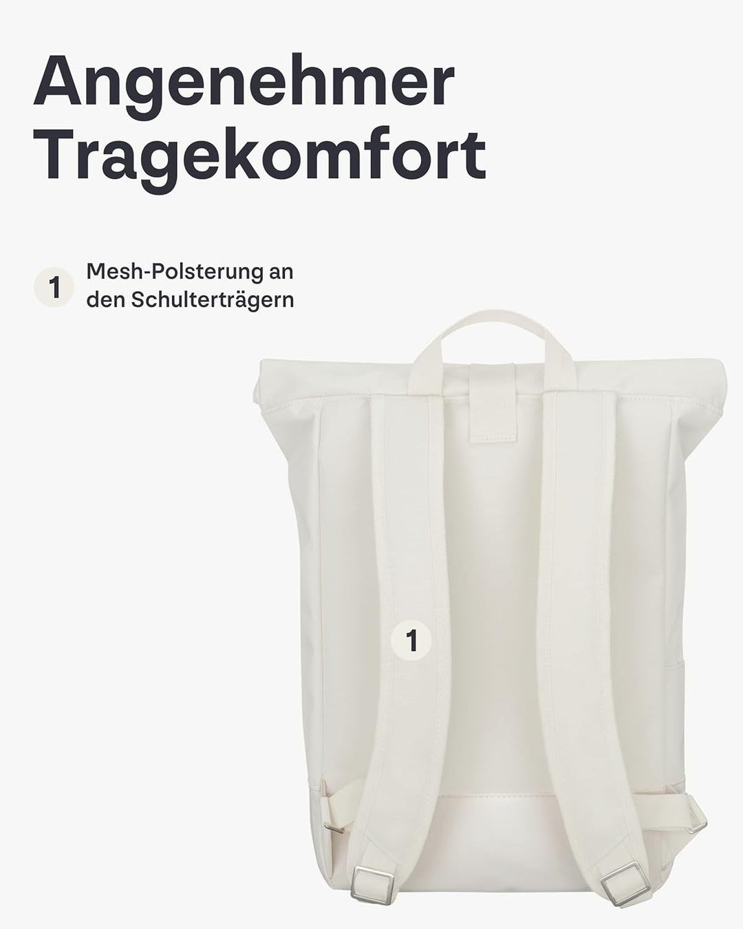 Johnny Urban Rucksack Damen & Herren Weiss - Robin Medium - Rolltop Mit Laptopfach für Uni Business