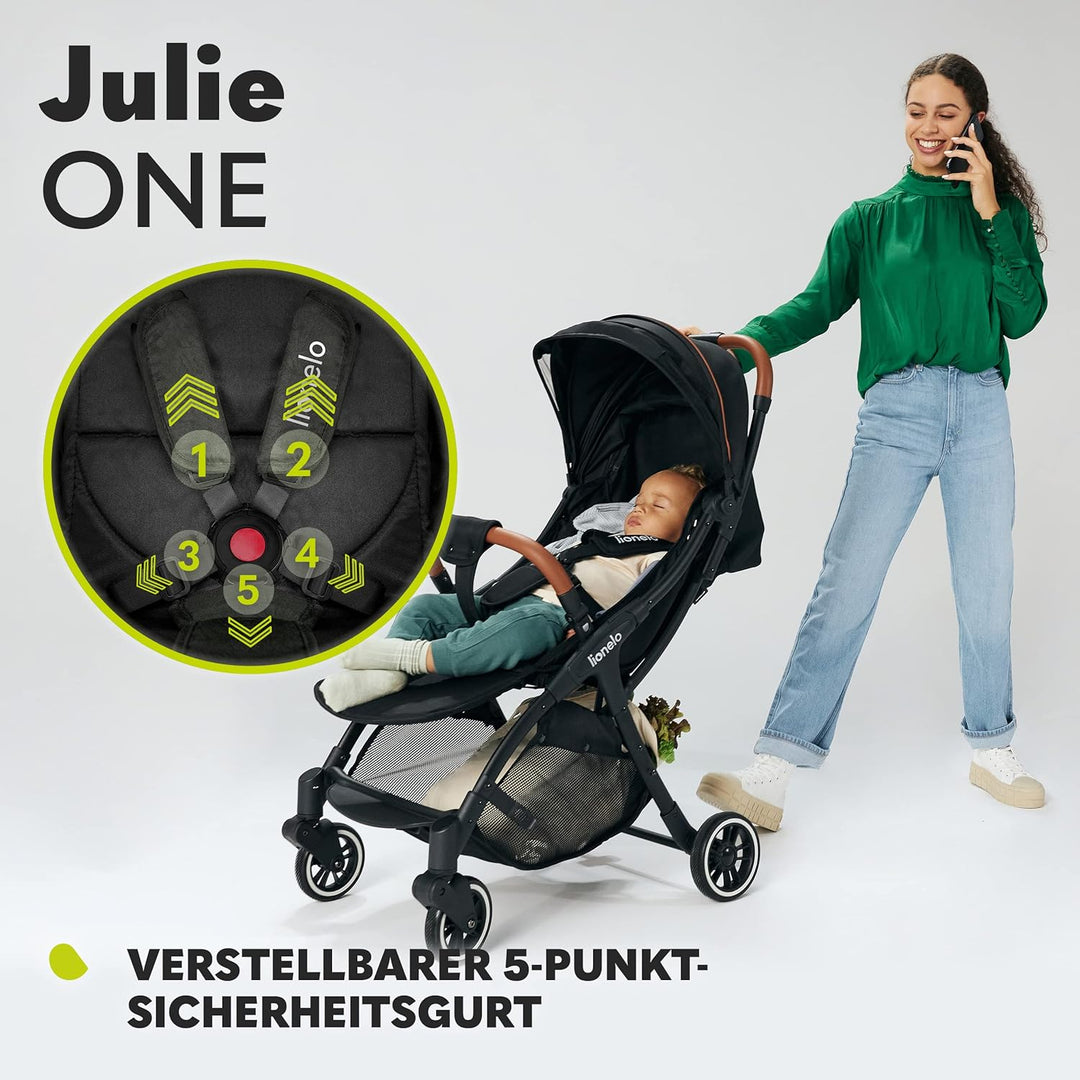 LIONELO Julie One Buggy Kinderwagen bis 22 kg, verstellbare Rückenlehne und Fussstütze, Moskitonetz,