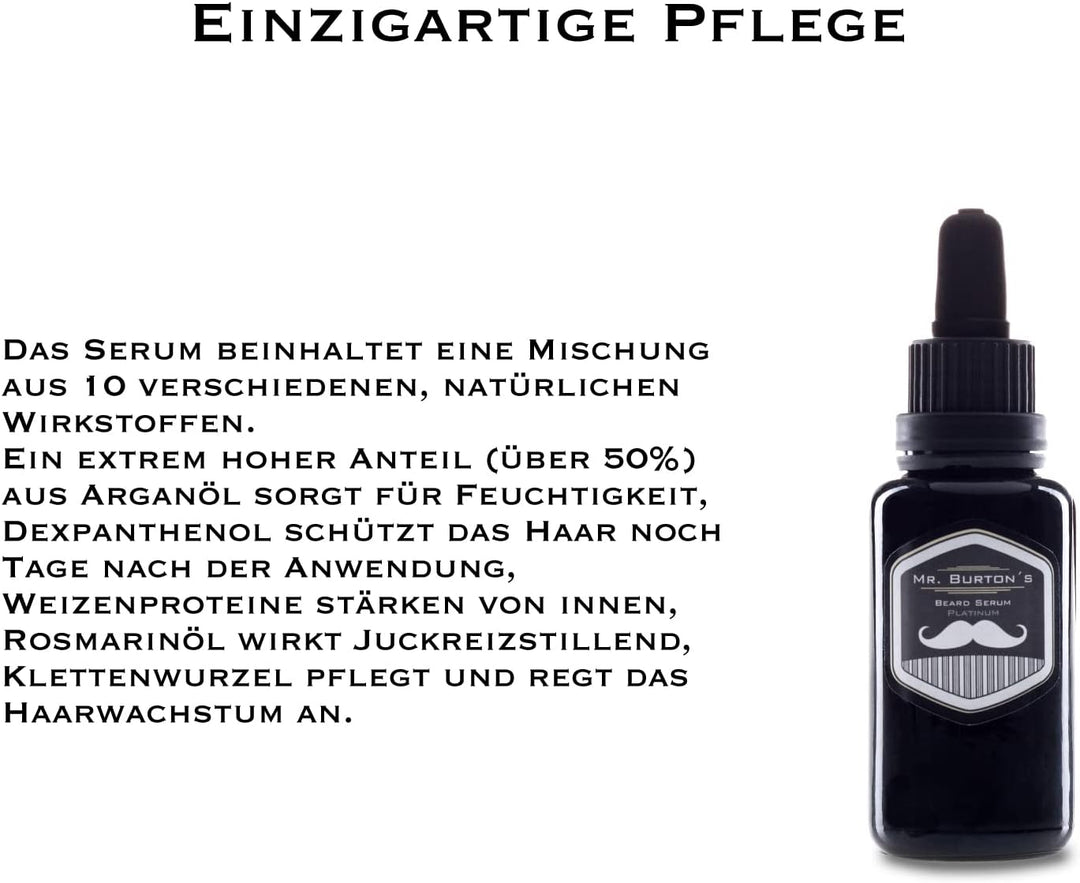 Mr. Burton´s Bartserum Platinum -wöchentliche Kur - der Bartretter - extremste Pflege bei Hitze Kält