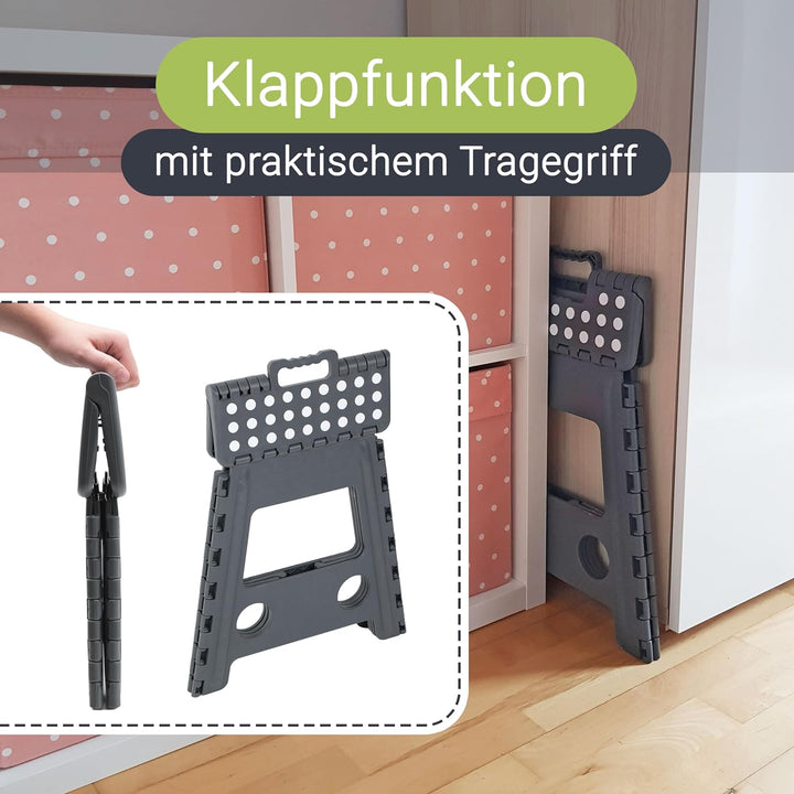 ZOLLNER Tritthocker faltbar - Klapphocker für Kinder und Erwachsene bis 120kg - Anti-Rutsch-Beschich