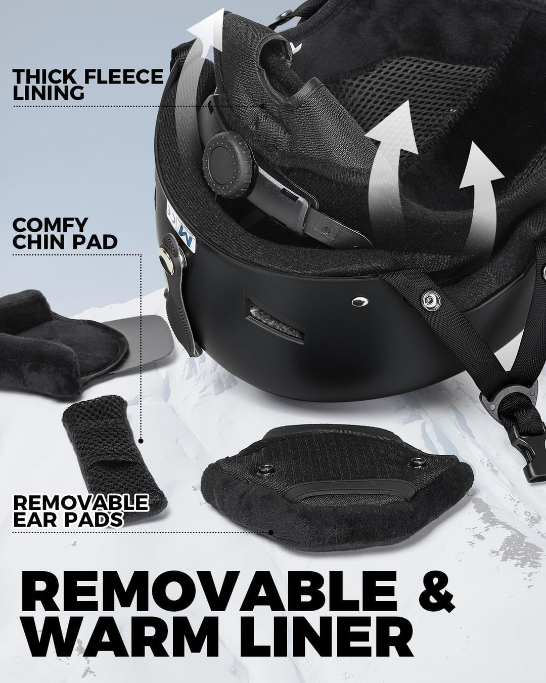 Victgoal Skihelm Herren Damen mit Warme Flusen-Ohrpolster, Gute Belüftung Sicherheits Snowboard Helm