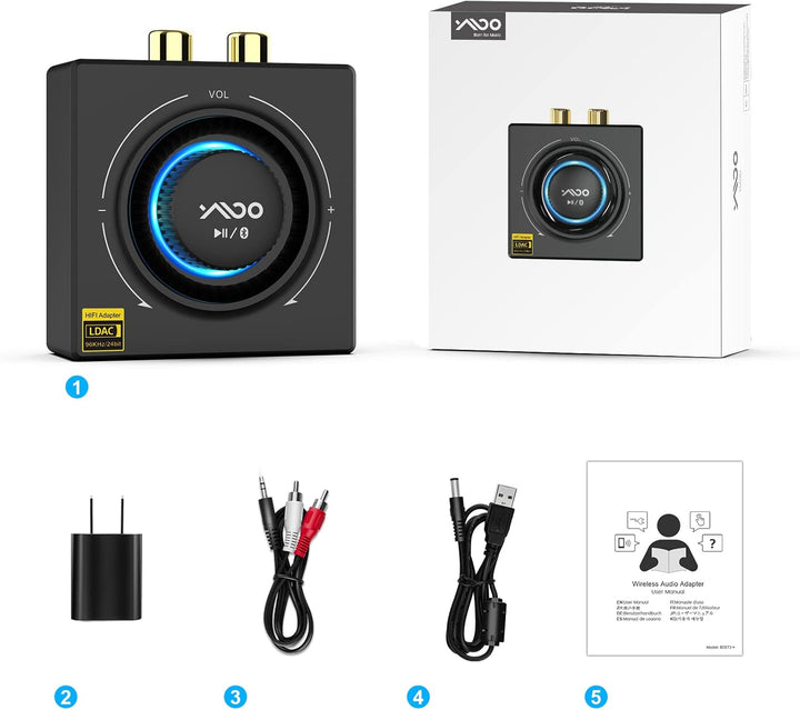 B06T3 LDAC Bluetooth Empfänger für Stereoanlage, Aptx Bluetooth Adapter HiFi Geringe Latenz(, B06T3
