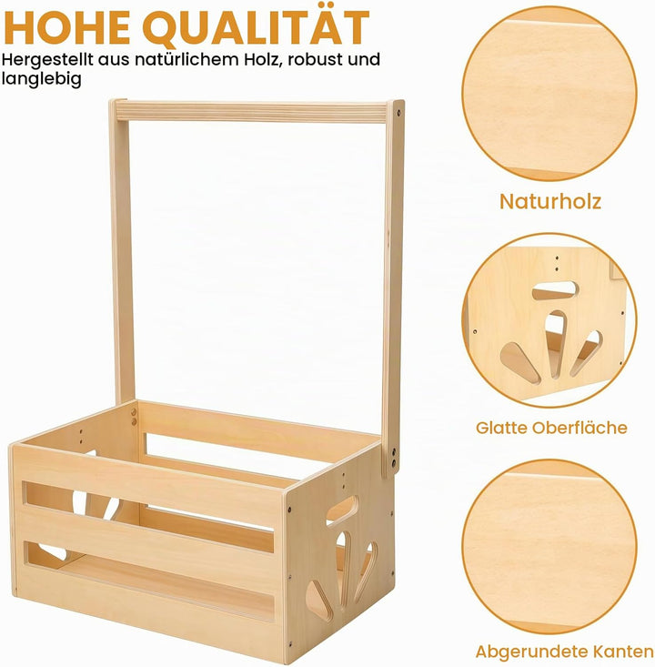 Holz Baby Geschenk Korb mit Griff, Holz Babyparty Kiste Kleiderschrank mit Griff Praktische Baby, De