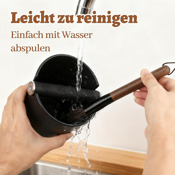 Abklopfbehälter für Siebträger, Knock Box mit Barista-Pinsel, Abnehmbare Metallstange und Rutschfest