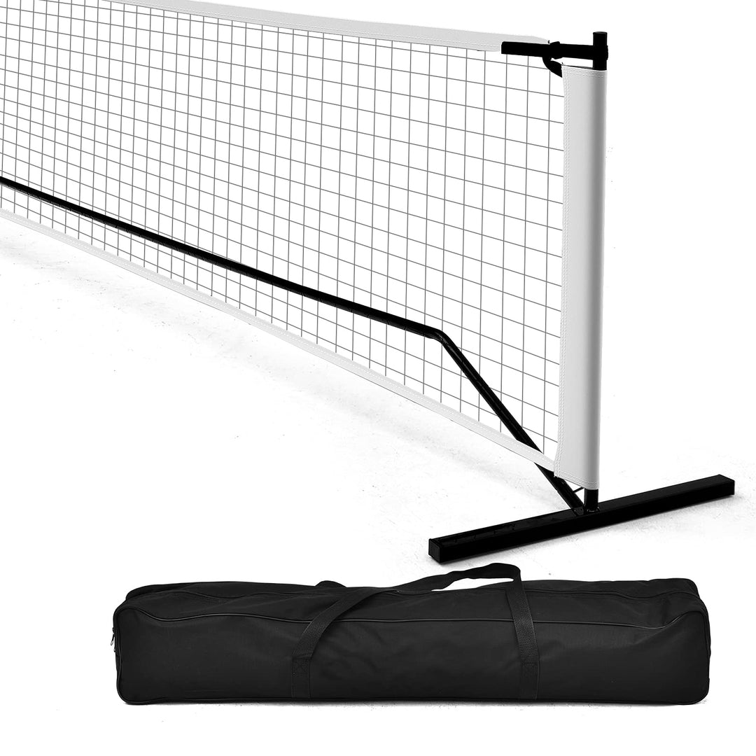 GYMAX Pickleball-Netz mit Metallrahmenständer, 6,7 m langem Pickleball Net Set mit Tragetasche, wett