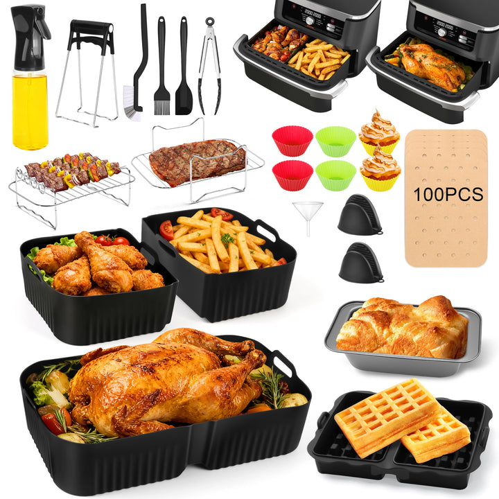 Charmofun 27 Stück Heissluftfritteuse Zubehör, Airfryer Zubehör für Ninja Foodi Flexdrawer 10,4L Hei