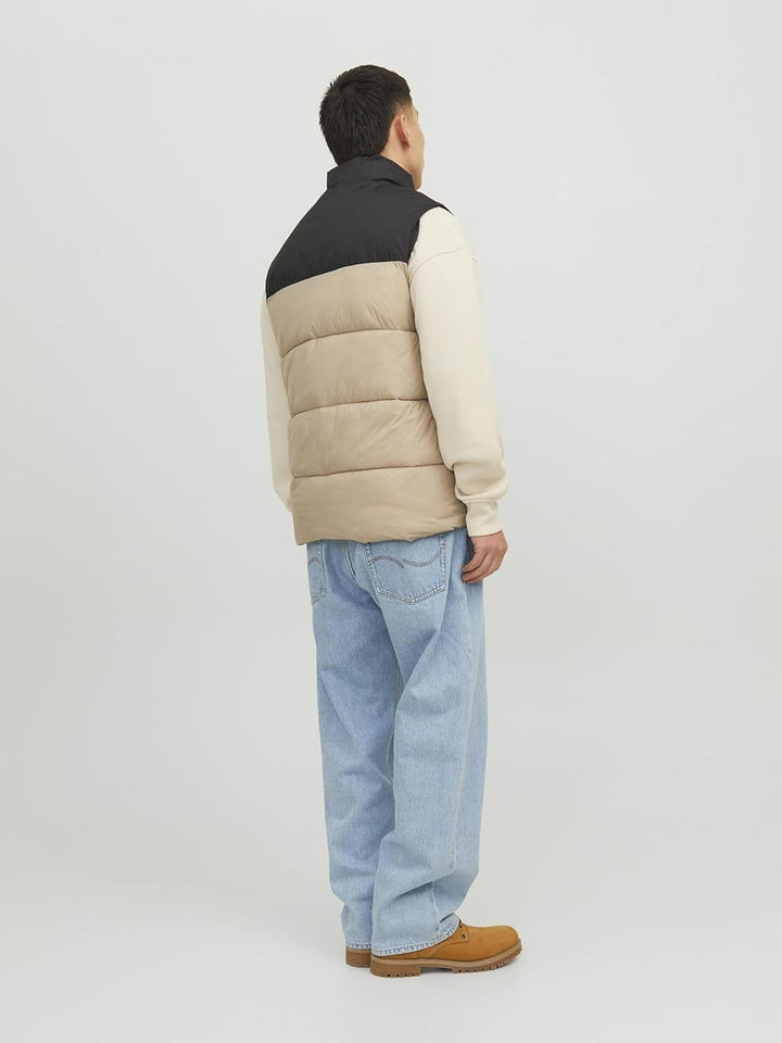 JACK & JONES male Pufferweste Pufferweste S Crockery/Detail:black Blocking, S Crockery/Detail:black