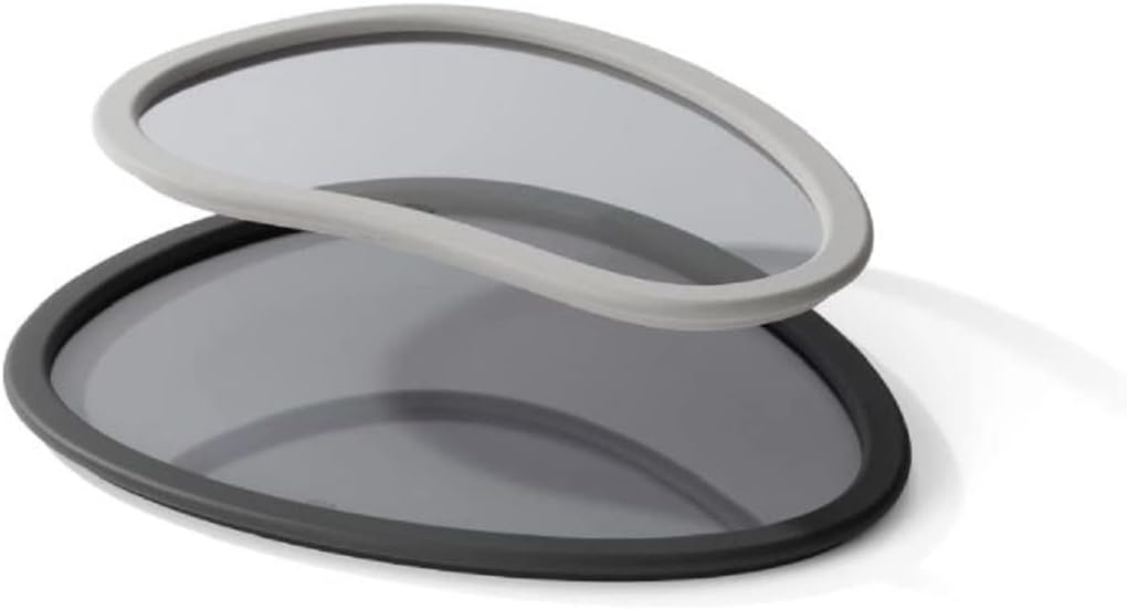 Umbra Hub Serviertabletts, Modernes Tablett-Set aus Glas mit Gummirahmen, 2er-Set, Anthrazit/Grau