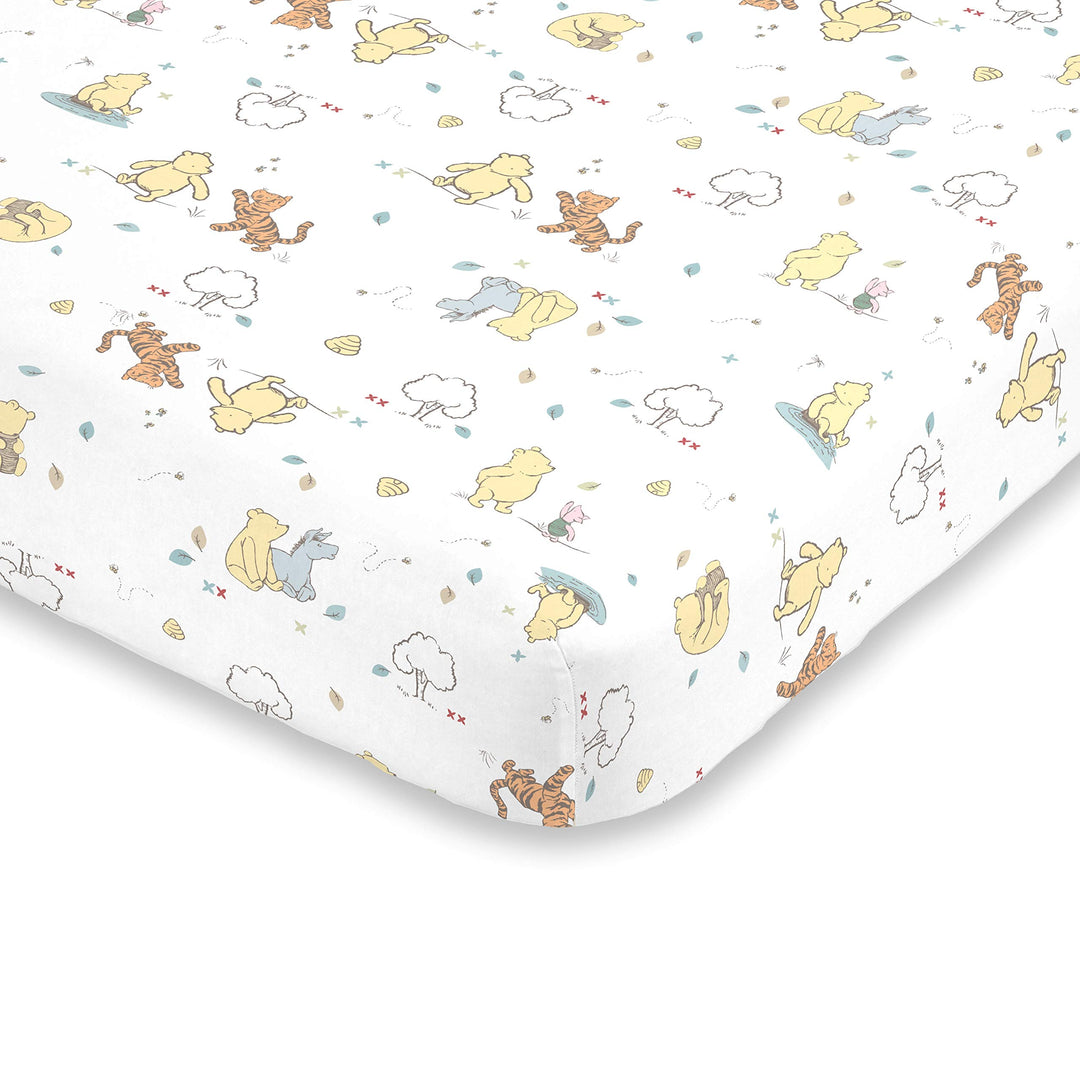Disney Winnie The Pooh Classic Pooh Spannbettlaken für Kinderbett, 100% Baumwolle, elfenbeinfarben,