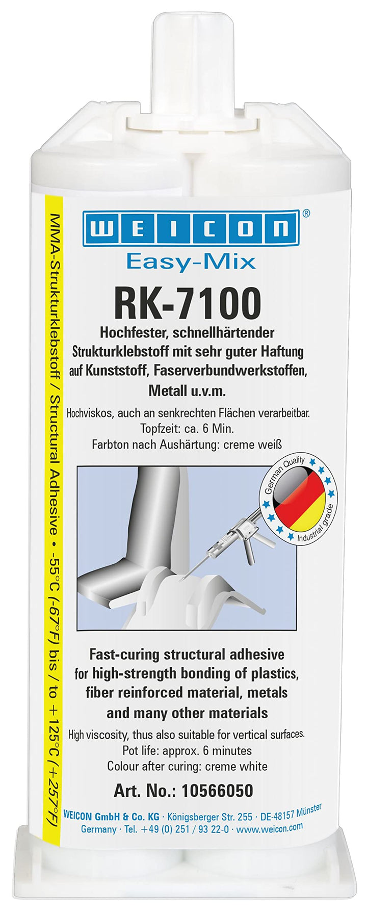 WEICON Easy-Mix RK-7100 50 g Acrylat-Strukturkleber für Kunststoff & Metall, cremeweiss