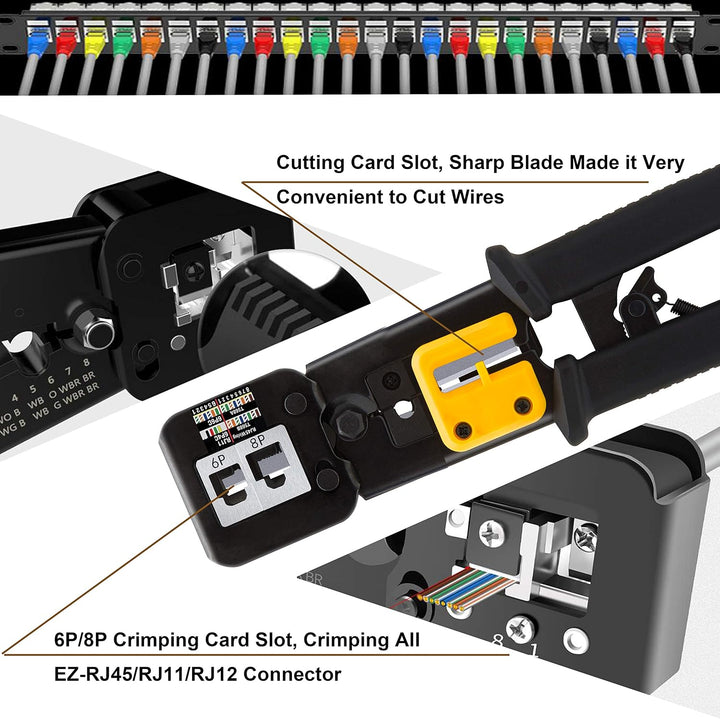 MAYLINEE Netzwerk Werkzeug Set CAT5 CAT6, Crimpzange RJ45 Patchkabel Wartung LAN Kabeltester Reparat