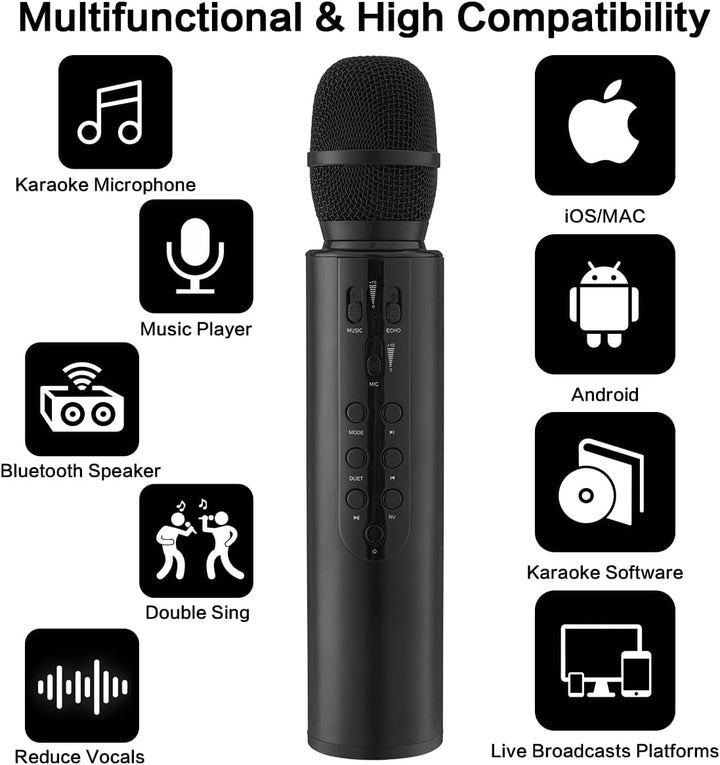 Karaoke Drahtloses Mikrofon Tragbares Handheld-Bluetooth-Lautsprechermikrofon, Drahtlose Mikrofone K