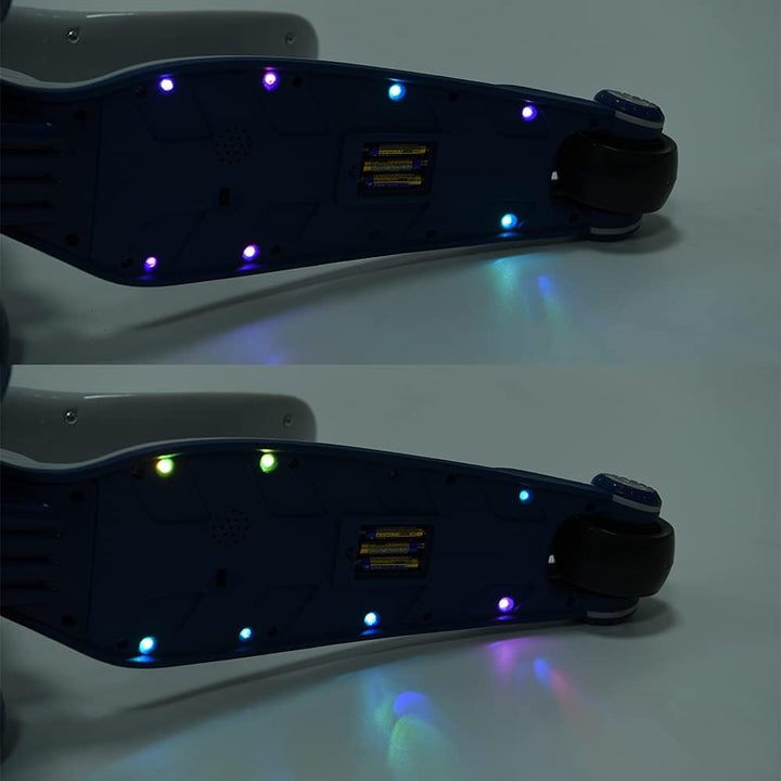 Tretroller mit 3 Rädern für Scooter, faltbar, bunt | rutschfeste Brücke höhenverstellbar mit LED-Lic