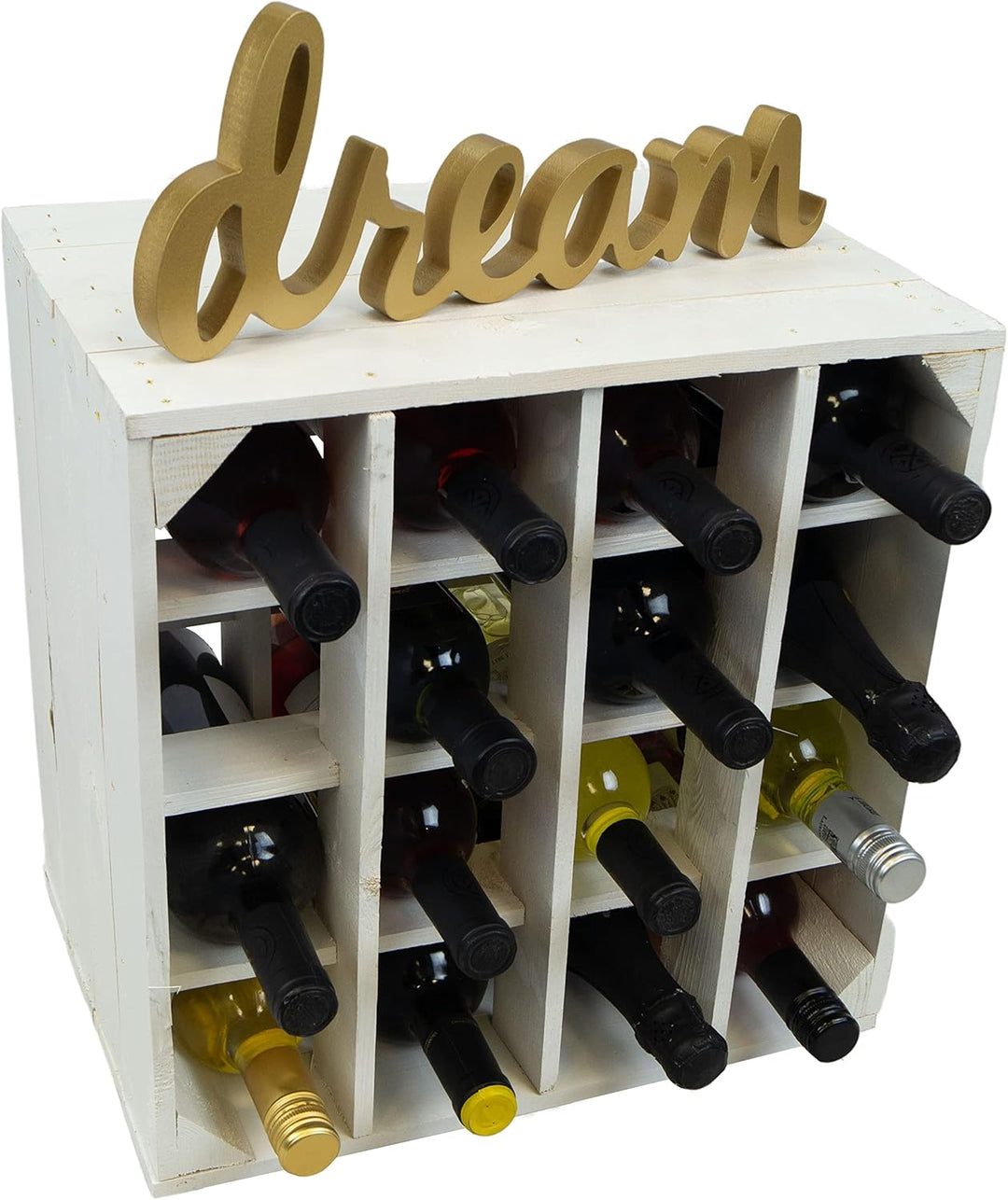 Kistenkolli Altes Land Weinregal 16er Weiss Masse 40x40x27cm Regalkiste Flaschenablage Weinregal Apf