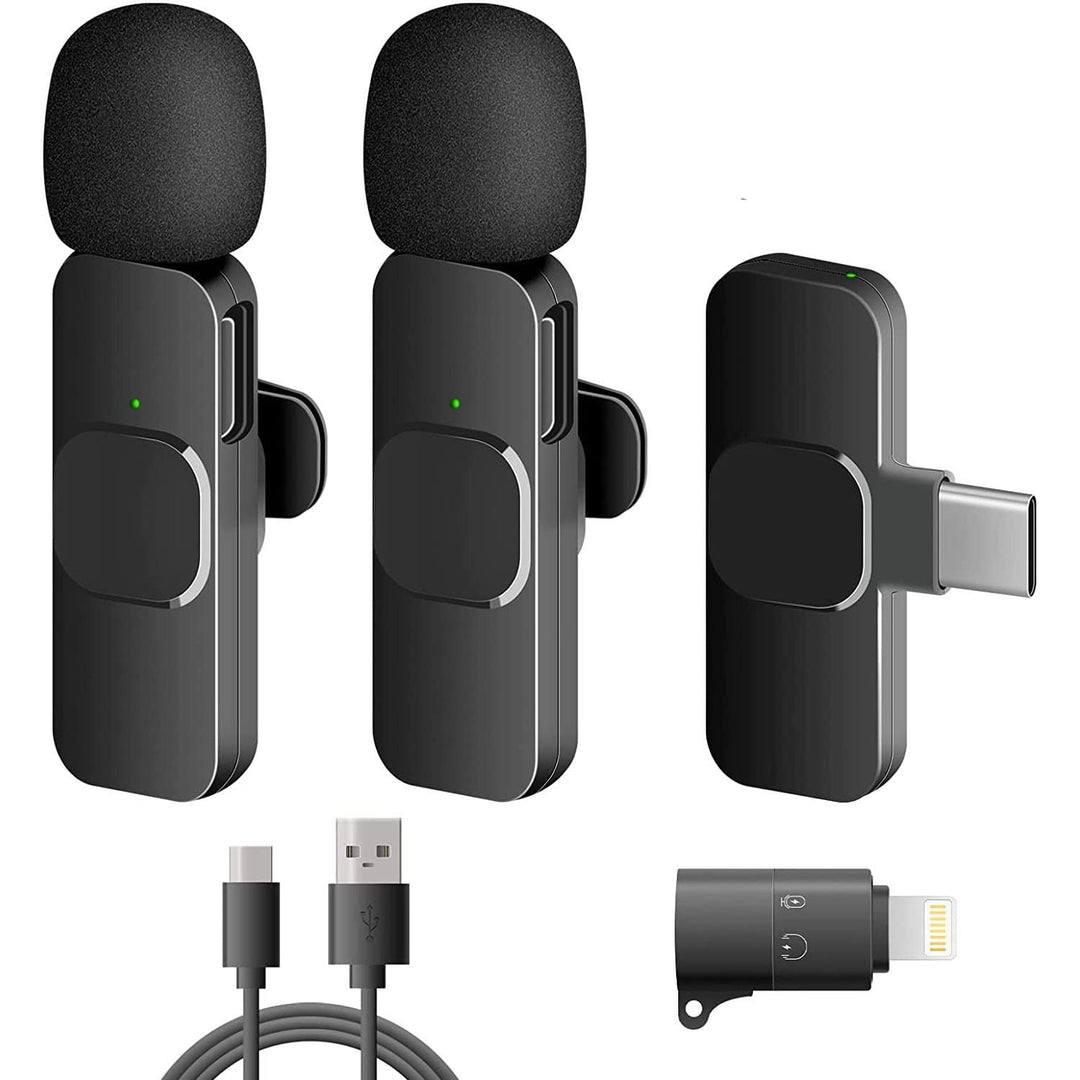 Wireless Lavalier Microphone, Mini Microphone for iOS/Android, 2 Pack Plug & Play, Lavalier Micropho