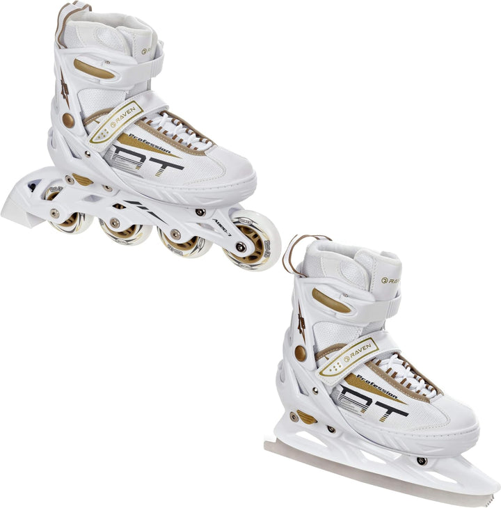 RAVEN Profession 2in1 Schlittschuhe Inlineskates Inliner für Kinder und Erwachsene verstellbar 31-35