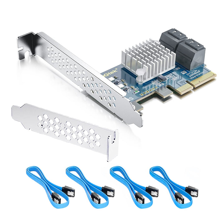 PCIe SATA X4 Card 4 Port with 4 SATA Cables and Low Profile Bracket, 6Gbps SATA3.0 Controller PCI Ex