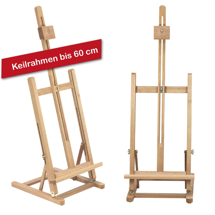 Paintersisters Grosse TISCHSTAFFELEI T-60 aus Buche FSC® für Keilrahmen bis 60 cm, Sitzstaffelei, Wi