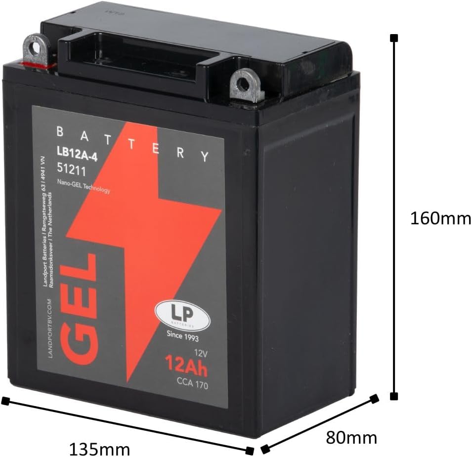 Landport Gel Roller- u. Motorradbatterie GB12A-A (YB12A-A Gel) DIN51211