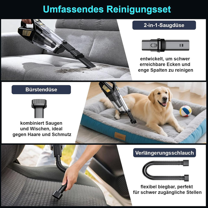 Handstaubsauger Akku 12000Pa Handstaubsauger Kabellos Autostaubsauger Stark Mini Staubsauger Tragbar