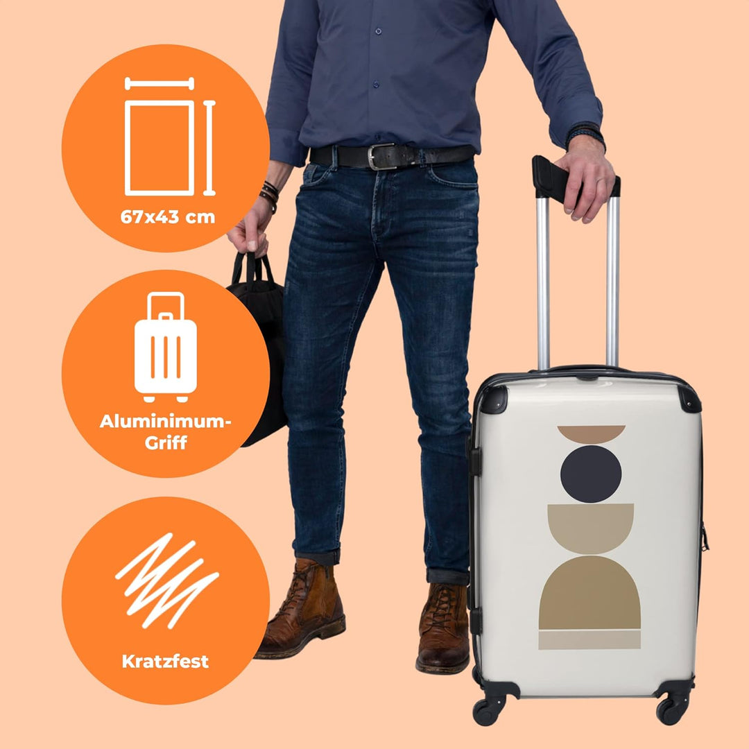 Koffer gross Trolley Rollkoffer Reisekoffer mit 4 Rollen Fotokoffer - Formen - Pastell - Abstrakt -