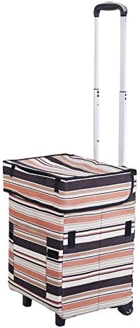 Falytemow Faltbarer Einkaufstrolley mit Rädern Oxford Trolley Tasche für Einkäufe Farbstreifen, Farb