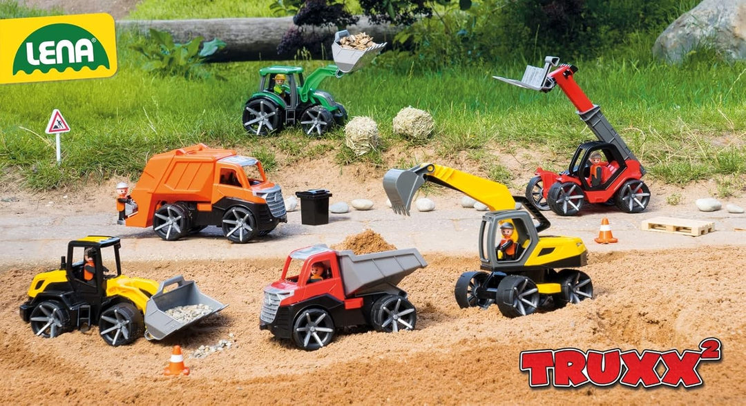 Lena 04531 - TRUXX² Bagger, Baustellenfahrzeug ca. 35 cm, robuster Schaufelbagger mit funktionstücht