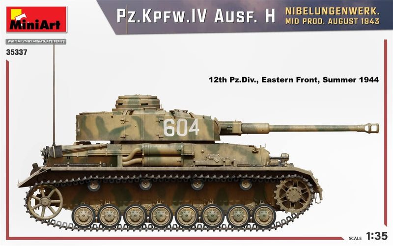 Mini Art 35337 1:35 Pz.Kpfw.IV AUSF.H Aug43 Mit. Nibe. - originalgetreue Nachbildung, Modellbau, Pla