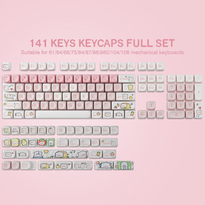 JOMKIZ 141 Keys PBT Keycaps,MOA Profile Keycaps Dye Sublimation Customized ANSI Layout Keycaps Set C