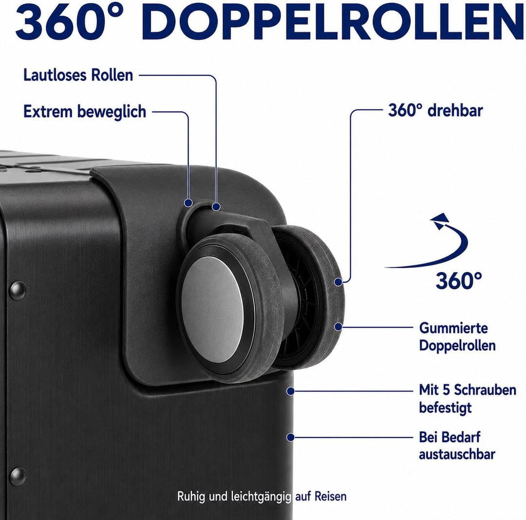 Travelhouse Oslo Alu Reisekoffer Schwarz L-75cm Hartschalenkoffer Reisetrolley Suitecase Trolley 2X