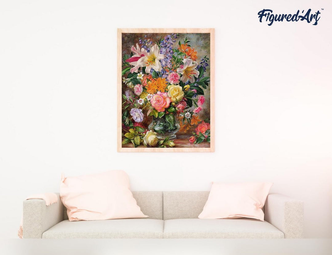 Figured'Art Malen Nach Zahlen Erwachsene Mit Rahmen Explodierende Blumen - Paint by Numbers Basteln
