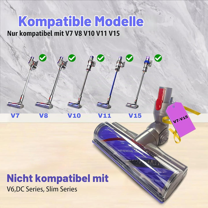 Verwicklungsfreie Direktantriebsbürste Bürste für Dyson V7 V8 V10 V11 V15 | Upgrade Zubehör für Turb