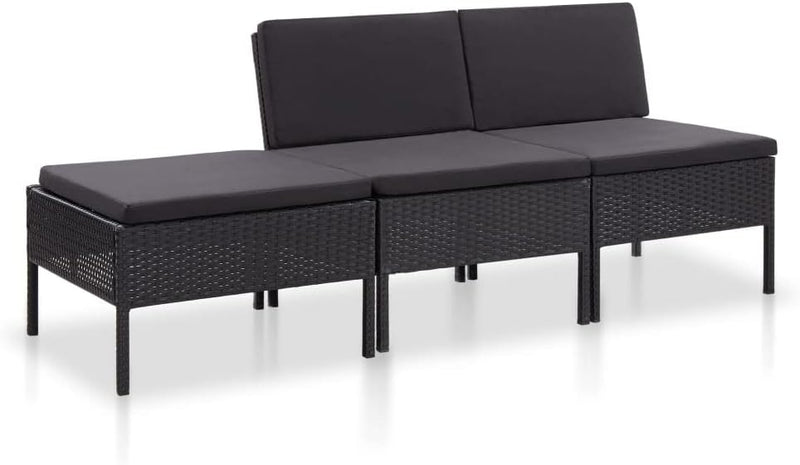 homiuse 3 Stück Garten Lounge Set mit Auflagen Balkonmöbel Set Gartenmöbel Set Terrassenmöbel Outdoo