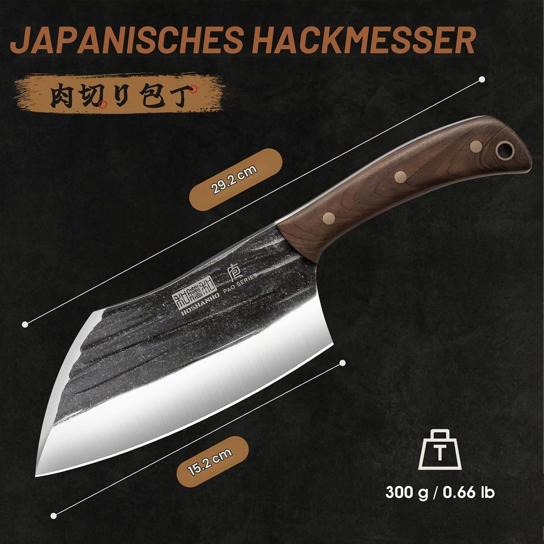 HOSHANHO 15 cm Hackmesser, Handgeschmiedetes Gemüse und Fleischmesser, Full Tang Hackmesser Kochmess