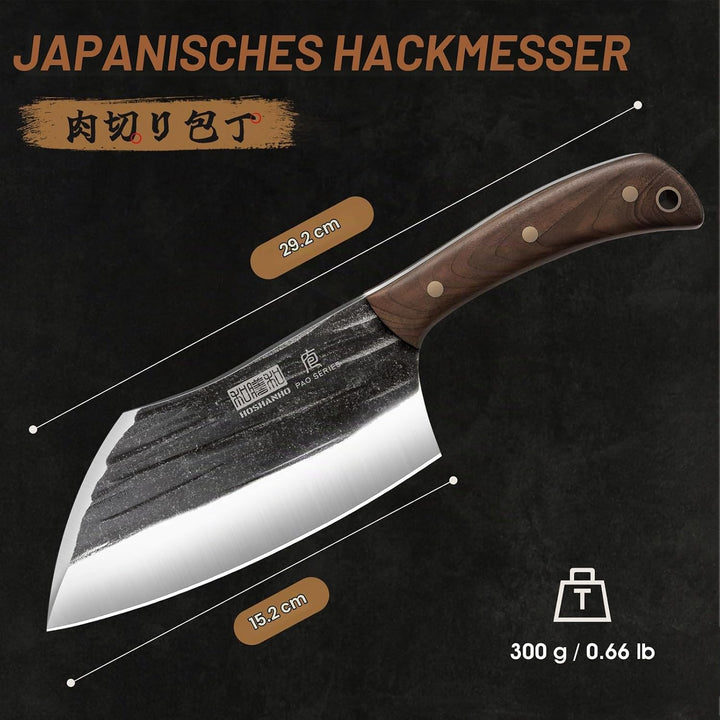 HOSHANHO 15 cm Hackmesser, Handgeschmiedetes Gemüse und Fleischmesser, Full Tang Hackmesser Kochmess
