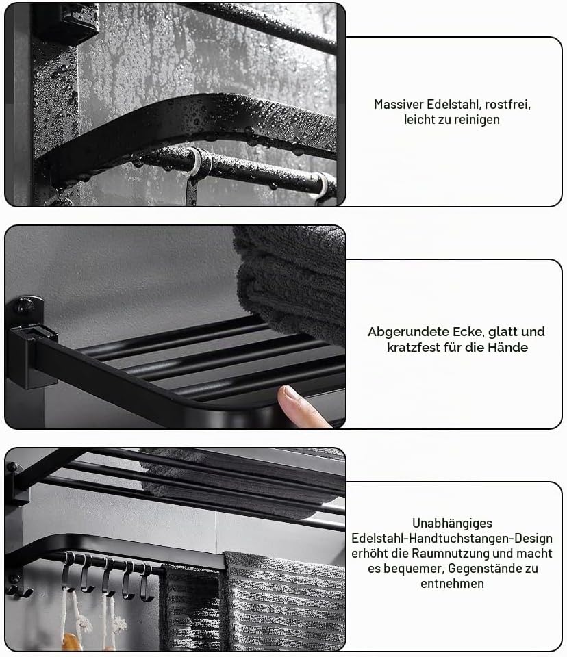 Handtuchhalter Bad HONPHIER Handtuchstange Wandmontage Faltbar Handtuchhalter Edelstahl Badetuchhalt